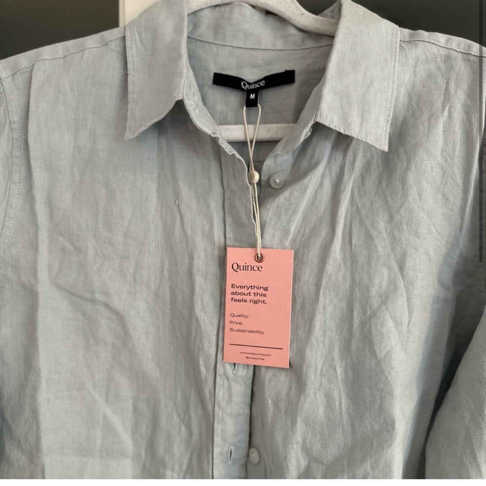 Quince 100% European Linen Long Sleeve Shirt mist NWT Medium - Picture 4 of 4